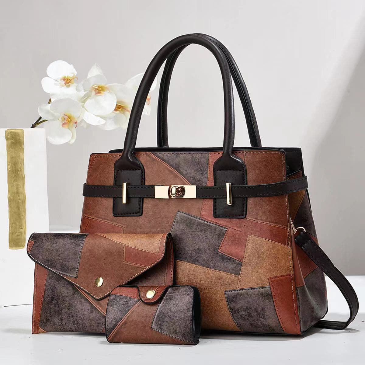 3-Piece Patchwork Handbag Set